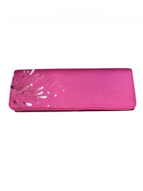 Shiraleah Embroidered Floral Satin Clutch Evening Handbag Purse Pink